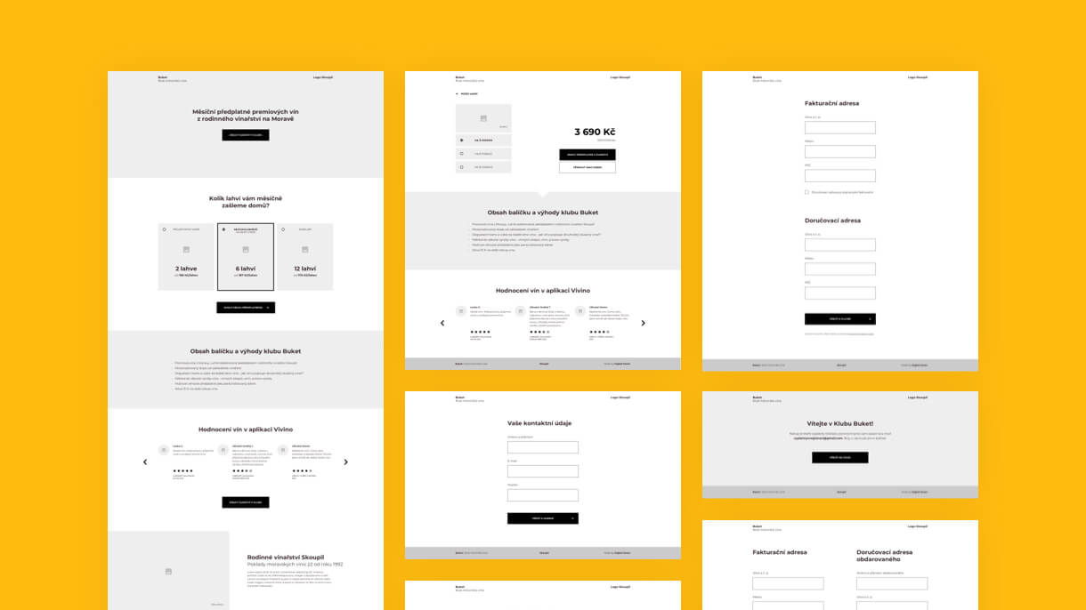 Low-fidelity prototyp pro landing page Buket